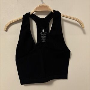 Free People Movement Free Throw Crop Tank Black L Bralette Ribbed